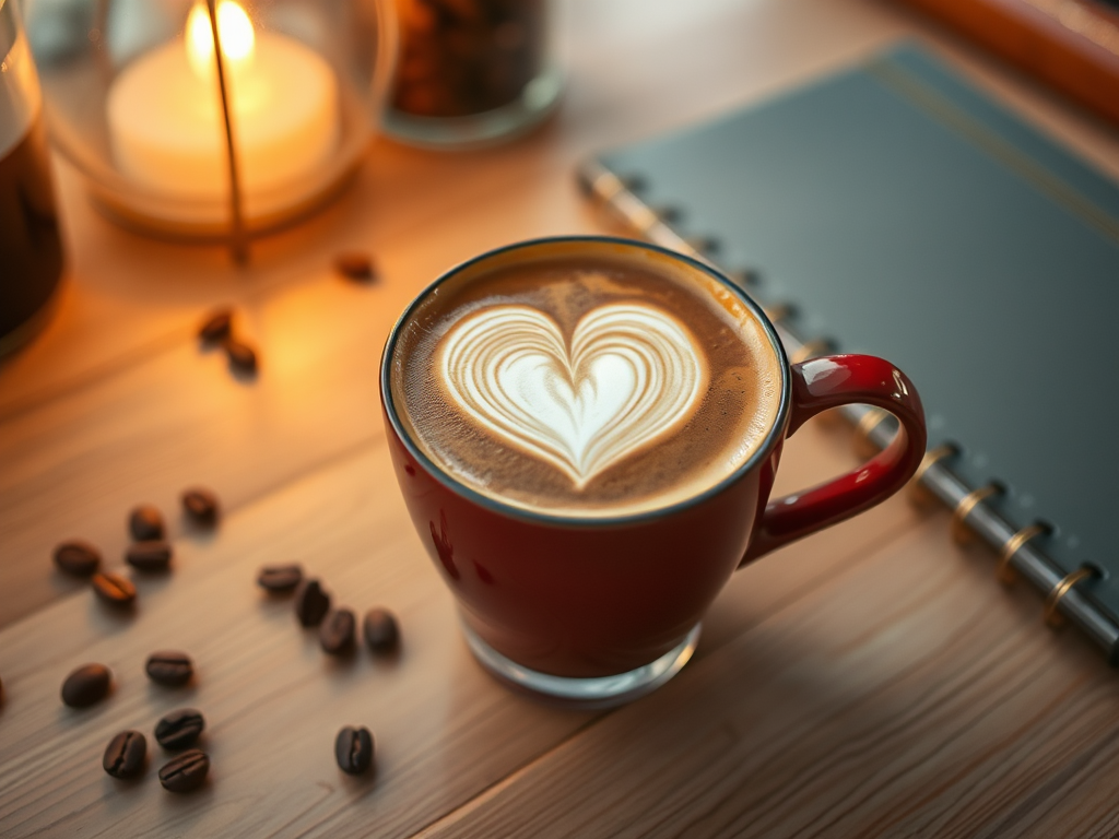 Coffee beans and a latte art